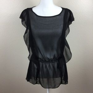 Apostrophe black sheer top